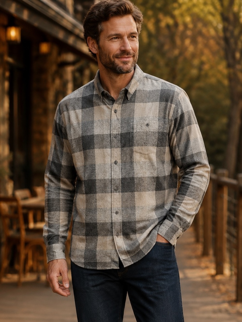 Weatherproof Vintage Gray Plaid Flannel Button-Down Shirt Men’s Size XL NEW NWT